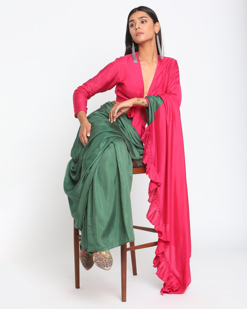 trueBrowns Silk Pink Tie Up Blouse | Grocsy