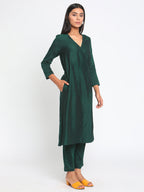 trueBrowns Green Silk Angrakha Set | Grocsy
