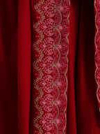 trueBrowns Red Velvet Embroidered Shawl | Grocsy