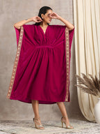 trueBrowns Pink Velvet Lace Kaftan | Grocsy