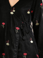 trueBrowns Black Velvet Embroidered Angrakha | Grocsy