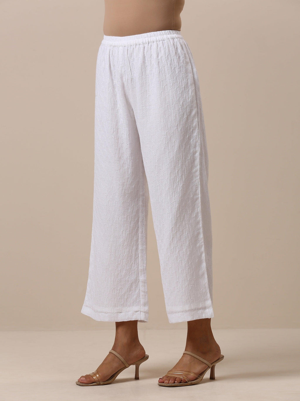 trueBrowns Cotton White Weave Pant | Grocsy