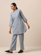 trueBrowns Cotton Steel Blue Short Co-Ord Set | Relove | Grocsy