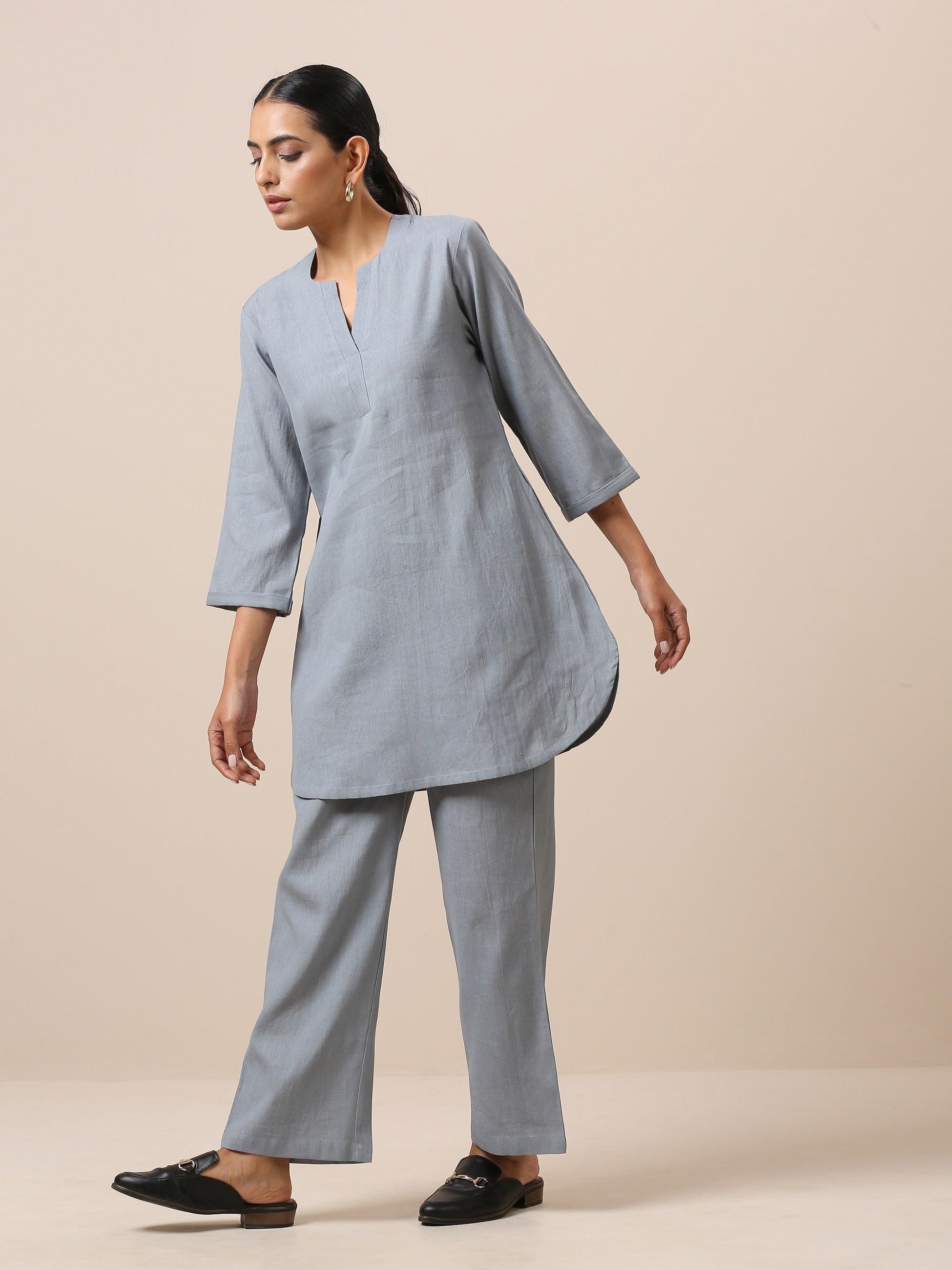 trueBrowns Cotton Steel Blue Short Co-Ord Set | Relove | Grocsy