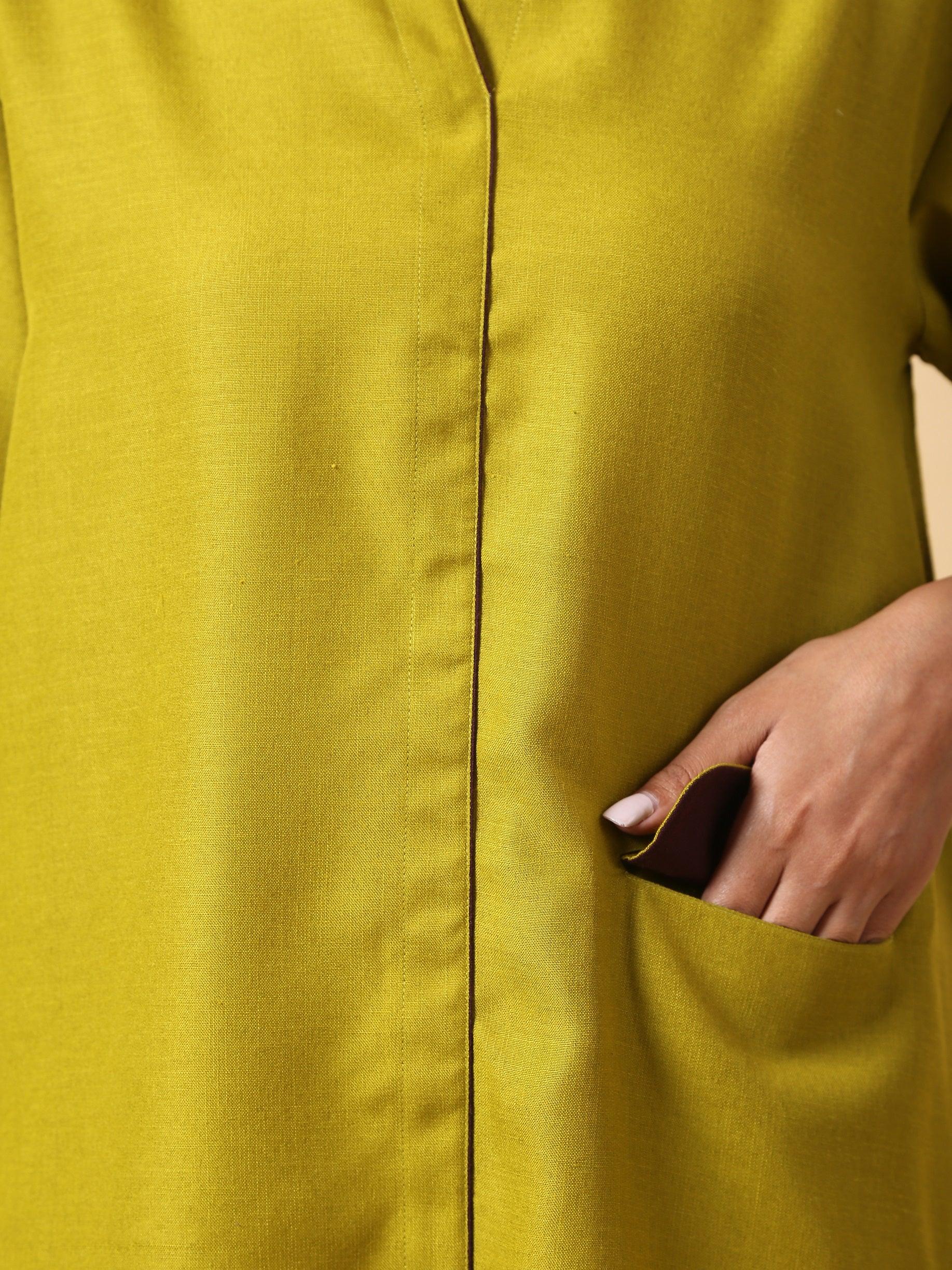 trueBrowns Cotton Linen Lime Green Pleated Co-Ord Set | Relove | Grocsy