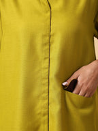 trueBrowns Cotton Linen Lime Green Pleated Co-Ord Set | Grocsy