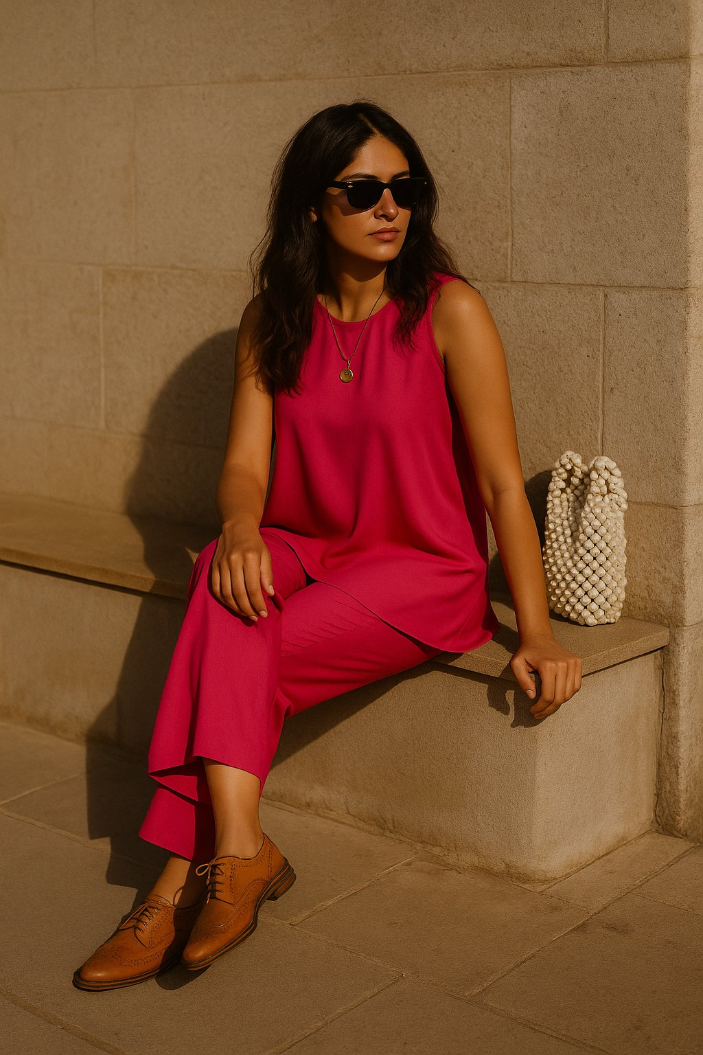 trueBrowns Pink Viscose Co-ord Set | Grocsy