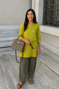 trueBrowns Lime Cotton Blend Short Kurta | Grocsy