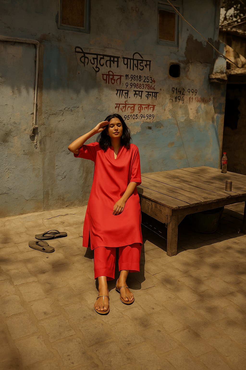 trueBrowns Coral Viscose Kurta Pant Set | Grocsy