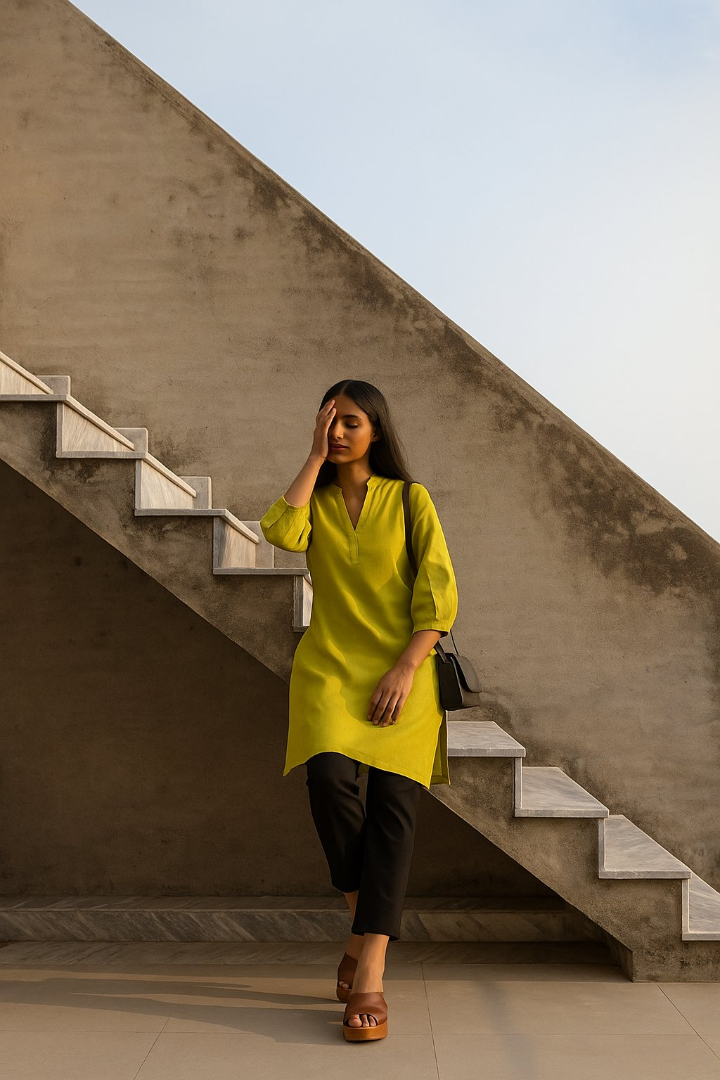 trueBrowns Green Cotton Blend Short Kurta | Grocsy