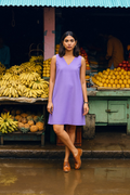 trueBrowns Lilac Cotton Blend Short Dress | Grocsy