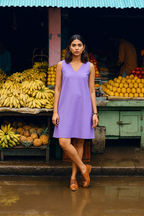 trueBrowns Lilac Cotton Blend Short Dress | Grocsy