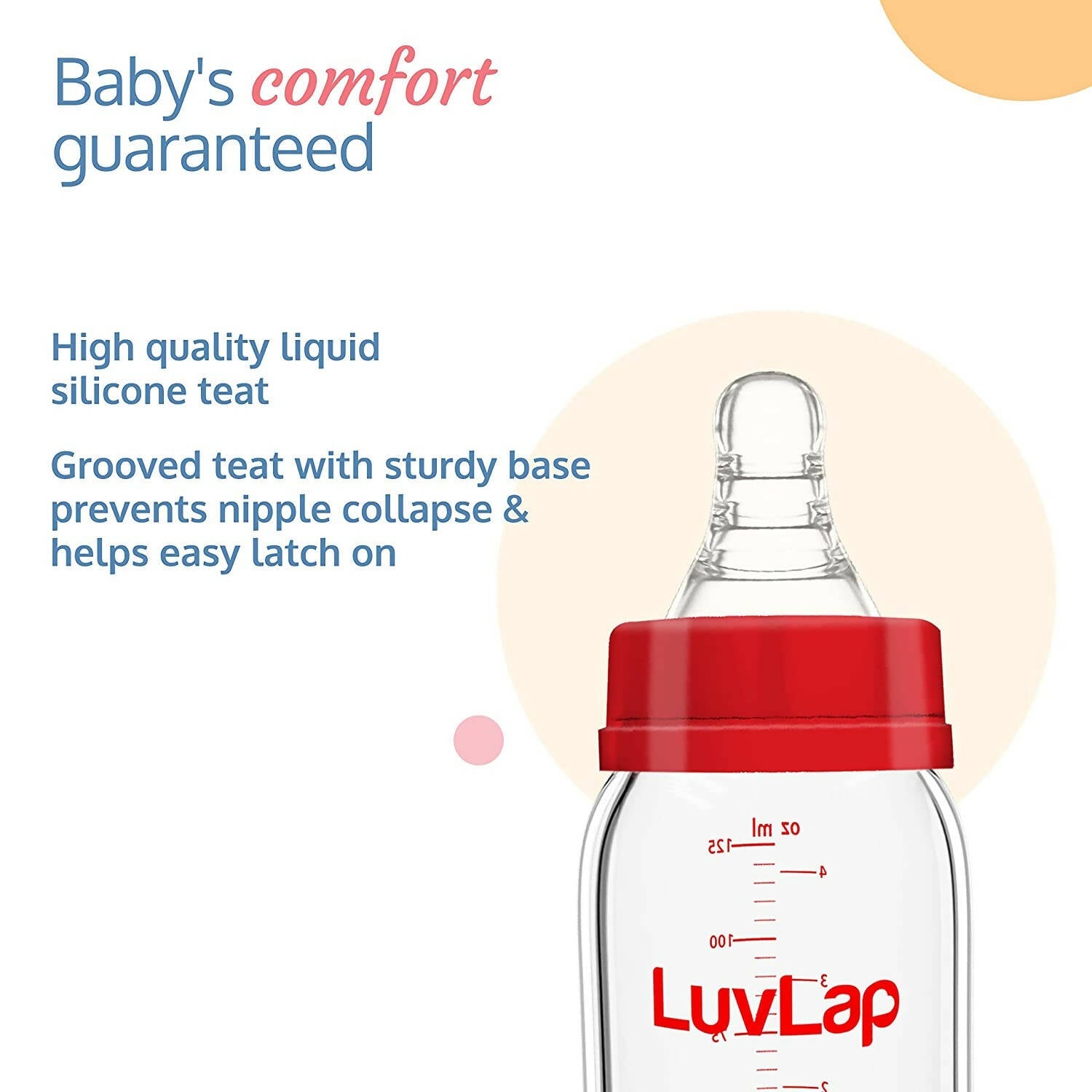 LuvLap Essential Slim Neck Glass Feeding Bottle | Grocsy