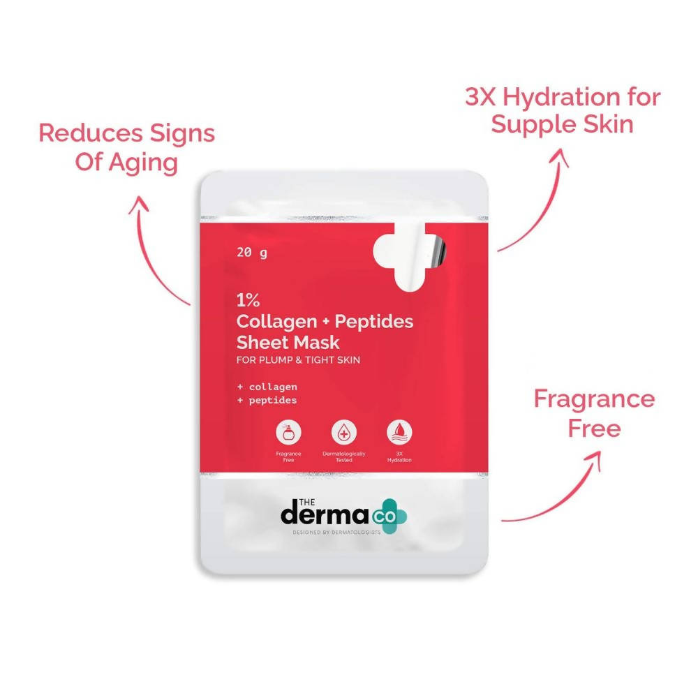 The Derma Co 1% Collagen + Peptides Sheet Mask | Grocsy