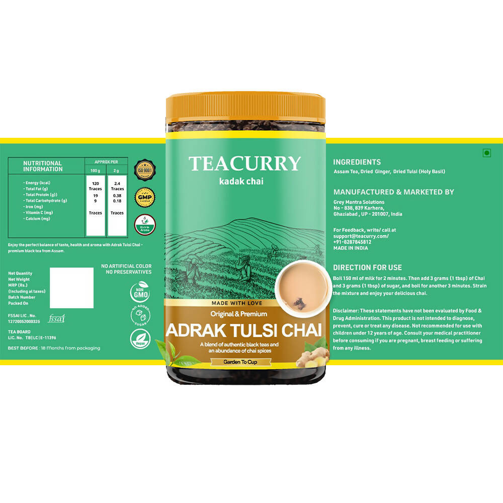 Teacurry Adrak Tulsi Chai Powder | Grocsy