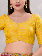 Joban Fashion Women Silk Yellow Stitched Blouse | Grocsy