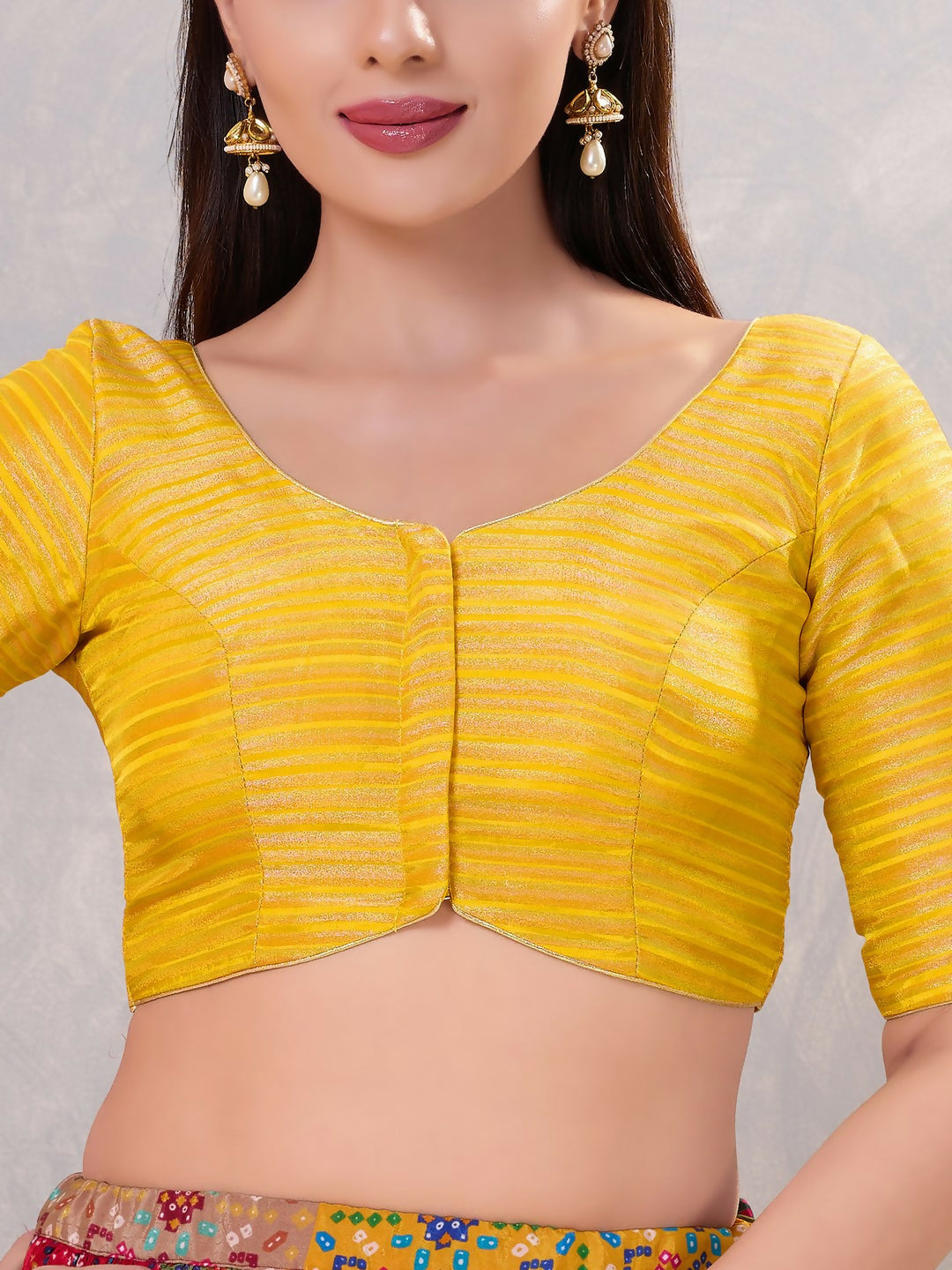 Joban Fashion Women Silk Yellow Stitched Blouse | Grocsy