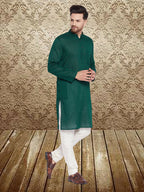 Even Apparels Men's Pure Cotton Green Kurta | Grocsy