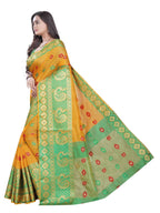 Vamika Banarasi Cotton Silk Yellow Weaving Saree | Grocsy
