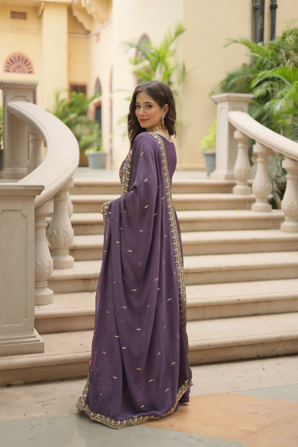 Joban Fashion Onion Georgette Sequence Embroidery Work Kurta Set | Grocsy