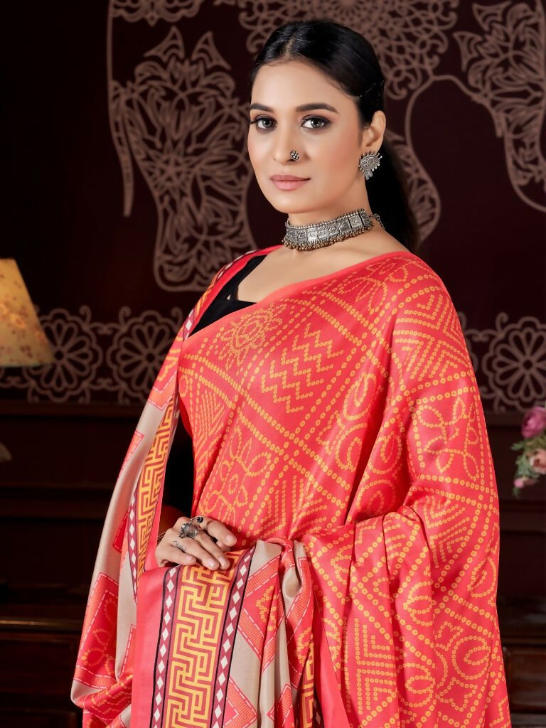 Aayaa Designer Winter Collection Printed Saree With Shawl - Multi Color | Grocsy