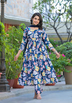 Designer Stylish Blue Ab Cotton Suit With Dupatta - Anbazaar | Grocsy