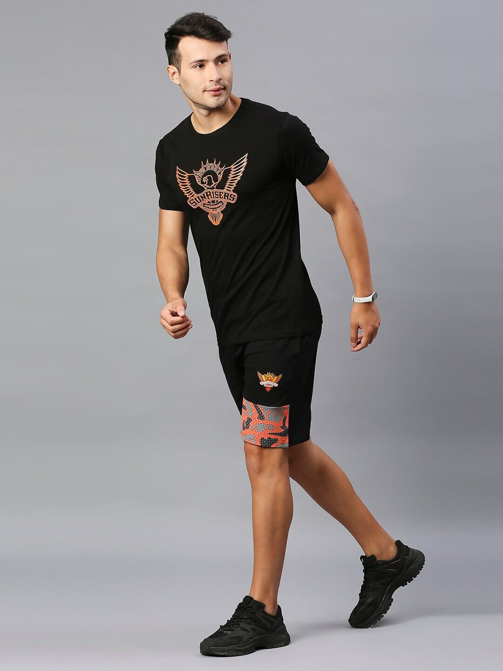 Fancode Sunrisers Hyderabad Logo Print Round Neck Cotton IPL T-shirt | Grocsy