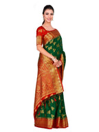 Mimosa Women's Green Kanchipuram Silk Saree | Grocsy