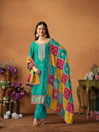 Anaita Blue Embroidered Soft Organza Salwar Suit | Grocsy
