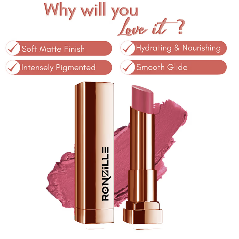 Ronzille Natural Colored Long Stay Matte Lipstick - Shade 17 | Grocsy