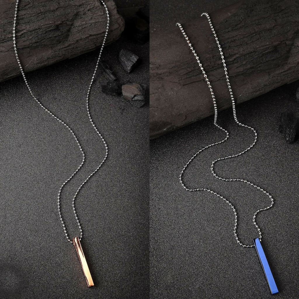 NVR Men's Set of 2 Gold & Blue Geomatric Pendent With Chain | Grocsy