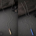 NVR Men's Set of 2 Gold & Blue Geomatric Pendent With Chain | Grocsy