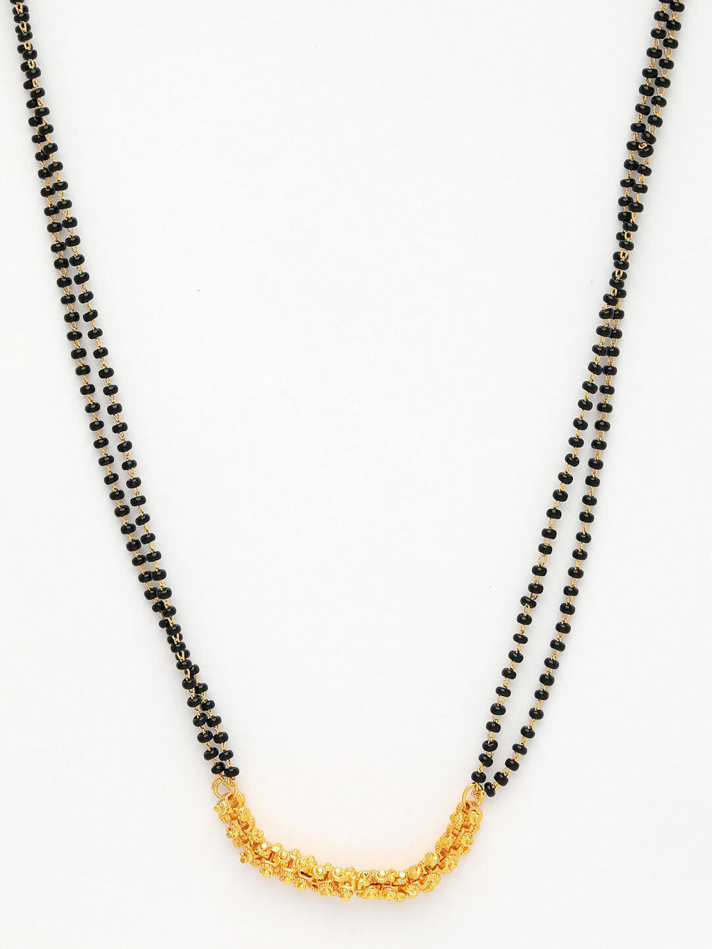 NVR Women's Gold-Polished Black Beaded Mangalsutra | Grocsy