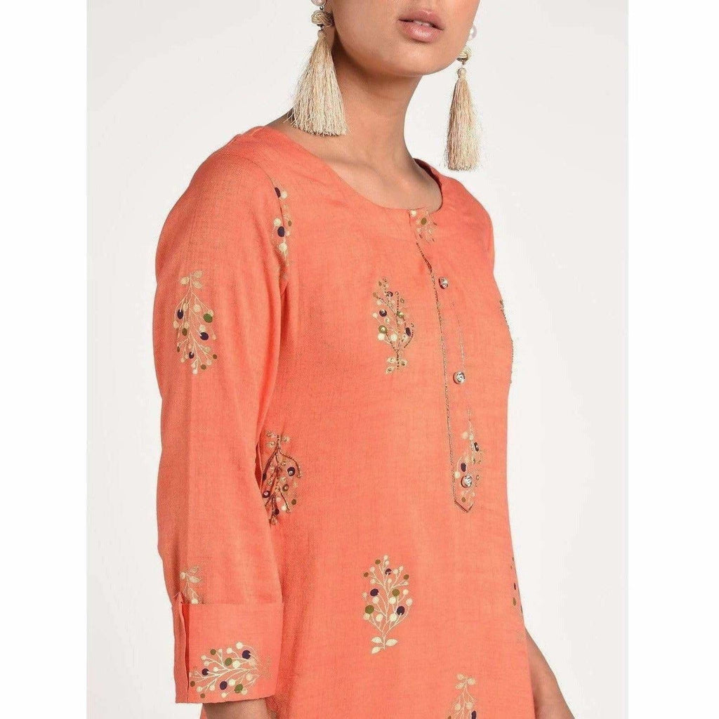 Cheera Women's Beautiful Gold Print And Highlights With Sequence Straight Kurta (CH078K) | Grocsy