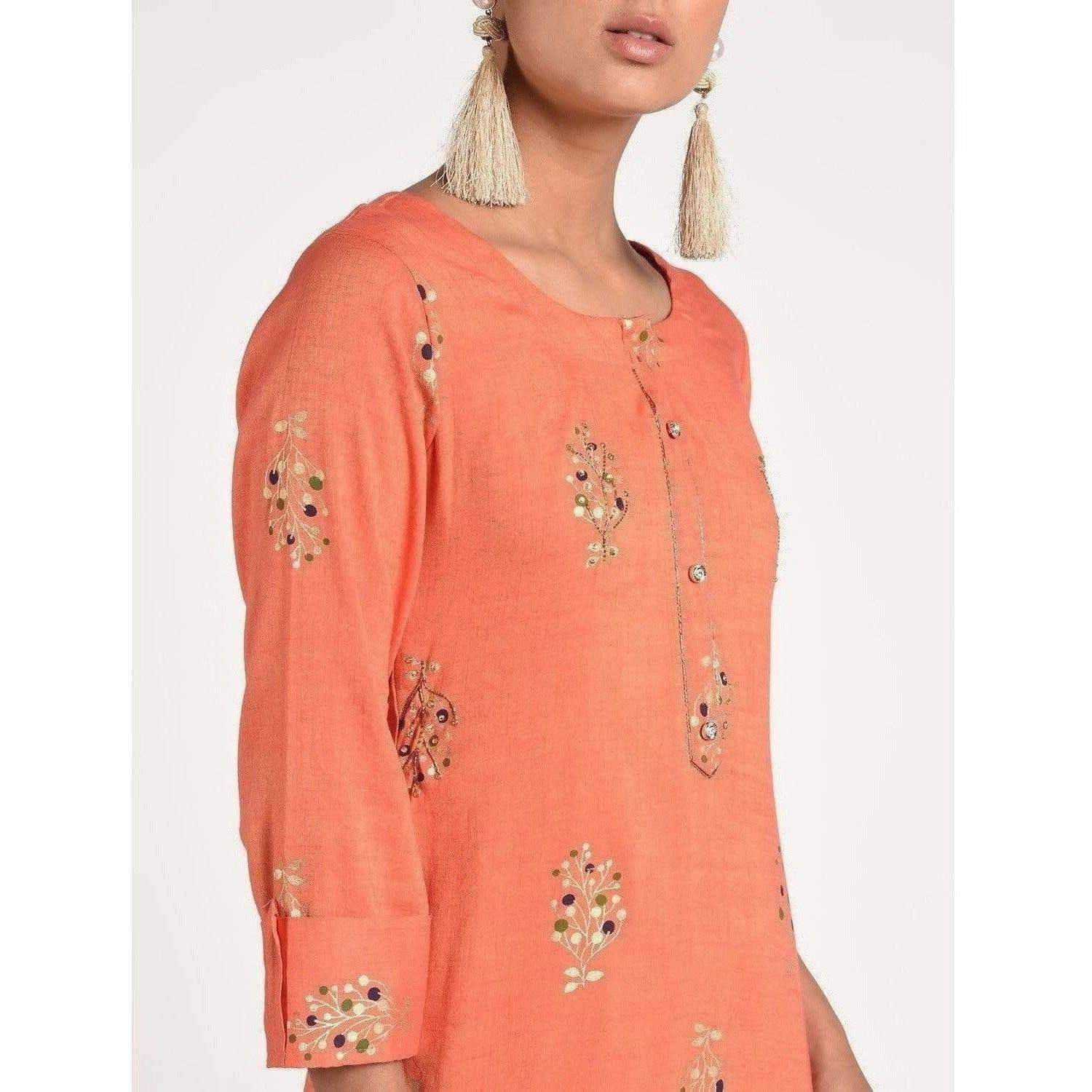 Cheera Women's Beautiful Gold Print And Highlights With Sequence Straight Kurta (CH078K) | Grocsy