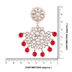 Women Rhodium Plated With Stunning Matte Finish Traditional Kundan & Faux Pearl Chandbali Earrings With Maang Tikka Set - Wahe Jewels - Swadesiicart