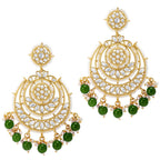 Gold-Polished Traditional Beaded Chandbali Earrings Glided With Kundans & Pearls For Women/Girls - Wahe Jewels - Swadesiicart