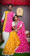 Exclusive Collection Saree With Blouse Piece For Women And Men's Kurta - Yellow | Grocsy
