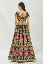 Purple Velvet Semi-Stitched Wedding Bridal Lehenga - Nimaya | Grocsy