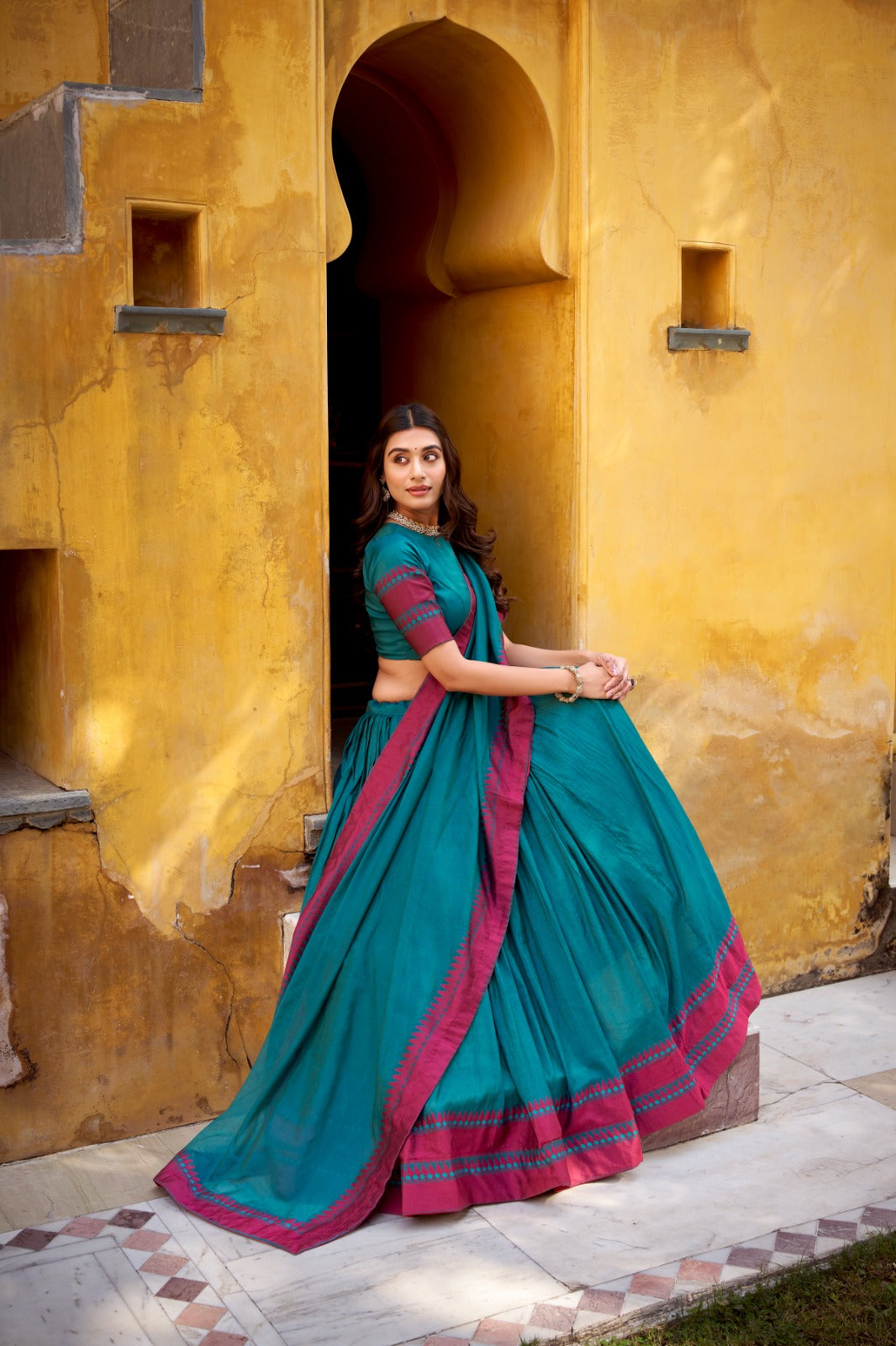 Evanik Pure Chanderi With Thread Work Lehenga Choli | Grocsy