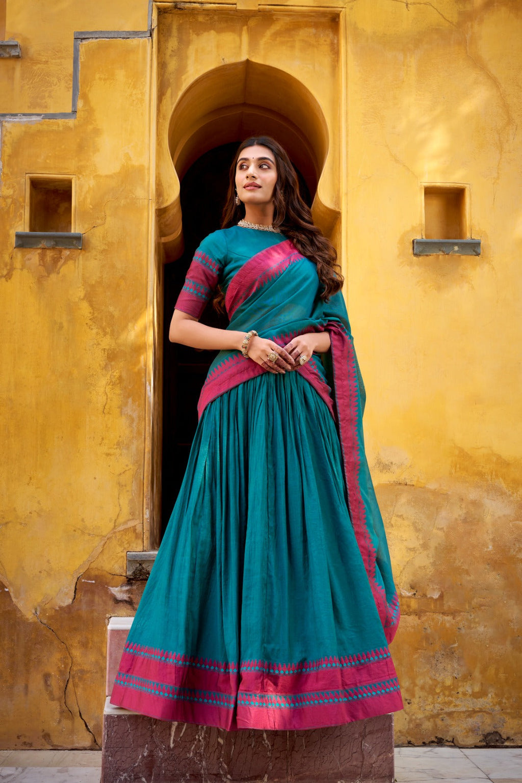 Evanik Pure Chanderi With Thread Work Lehenga Choli | Grocsy