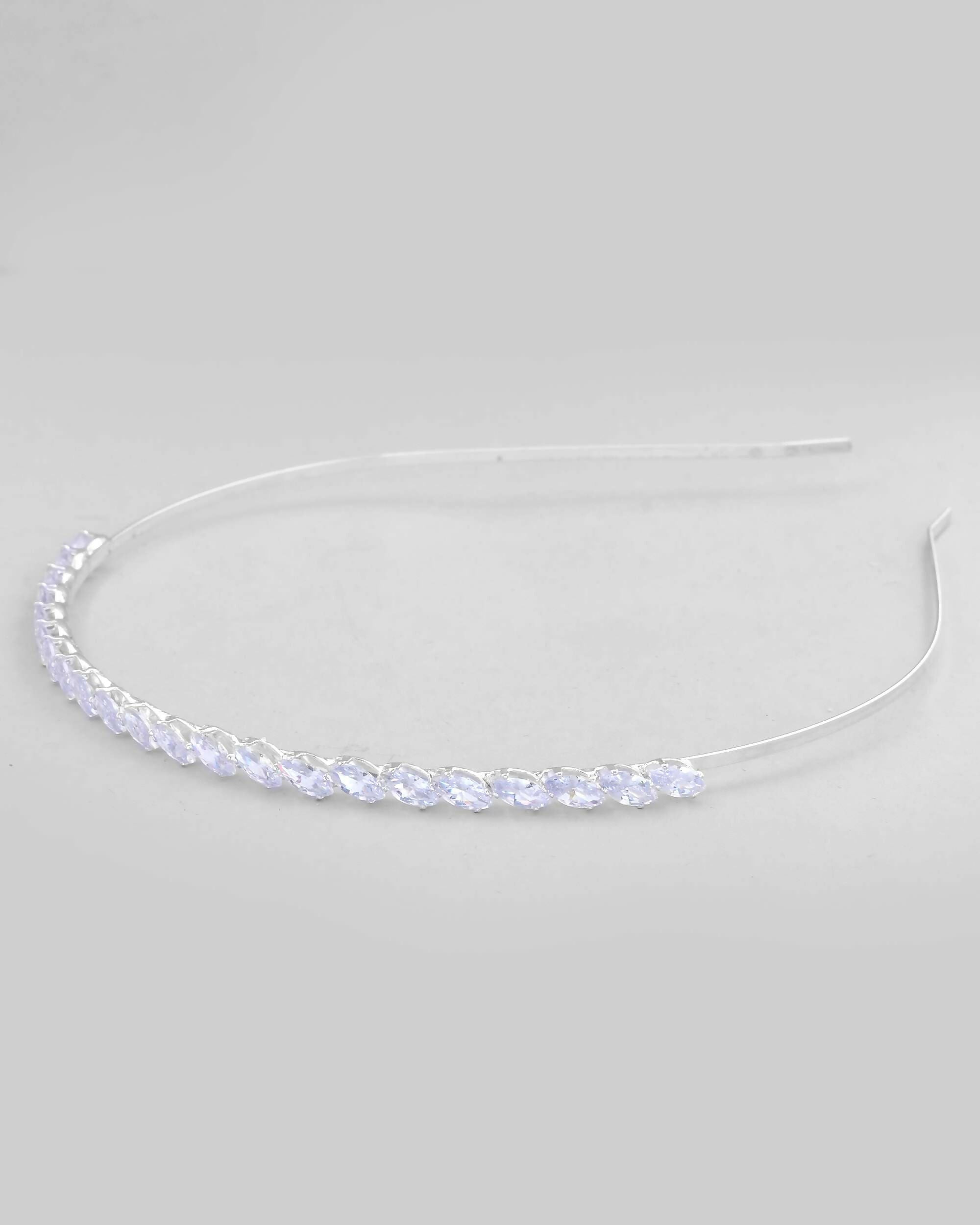 VOJ Silver Plated AD Studded Hairband | Grocsy