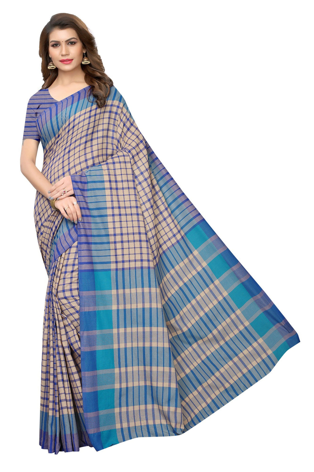 Vamika Cream Cotton Silk Weaving Saree | Grocsy