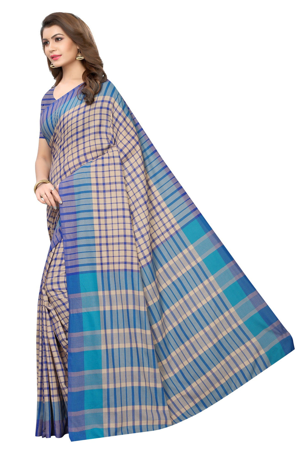 Vamika Cream Cotton Silk Weaving Saree | Grocsy
