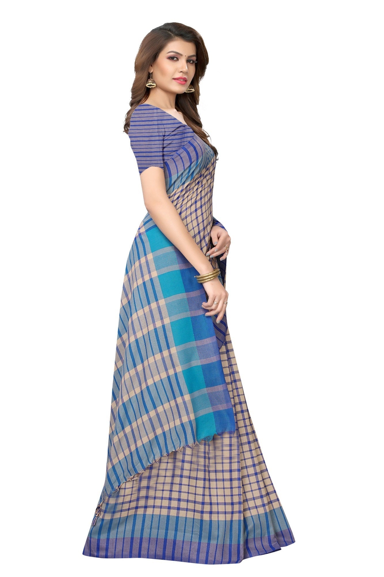 Vamika Cream Cotton Silk Weaving Saree | Grocsy
