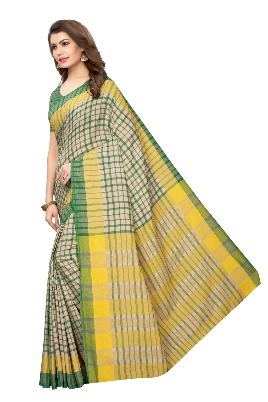 Vamika Cream Cotton Silk Weaving Saree | Grocsy