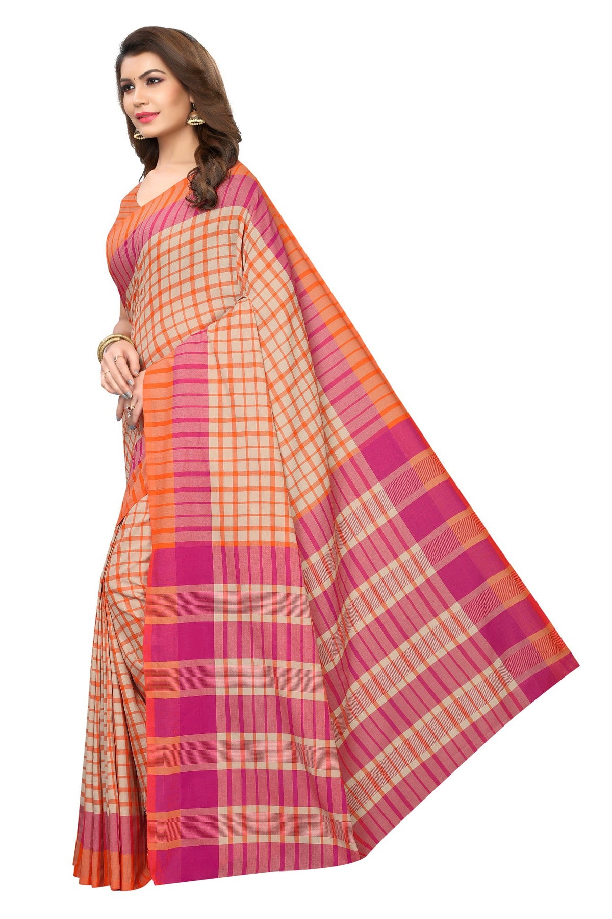 Vamika Cream Cotton Silk Weaving Saree | Grocsy