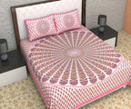 Vamika Printed Cotton Pink Color Flower Design Bedsheet With Pillow Covers (LEOC_MRPN_P) | Grocsy