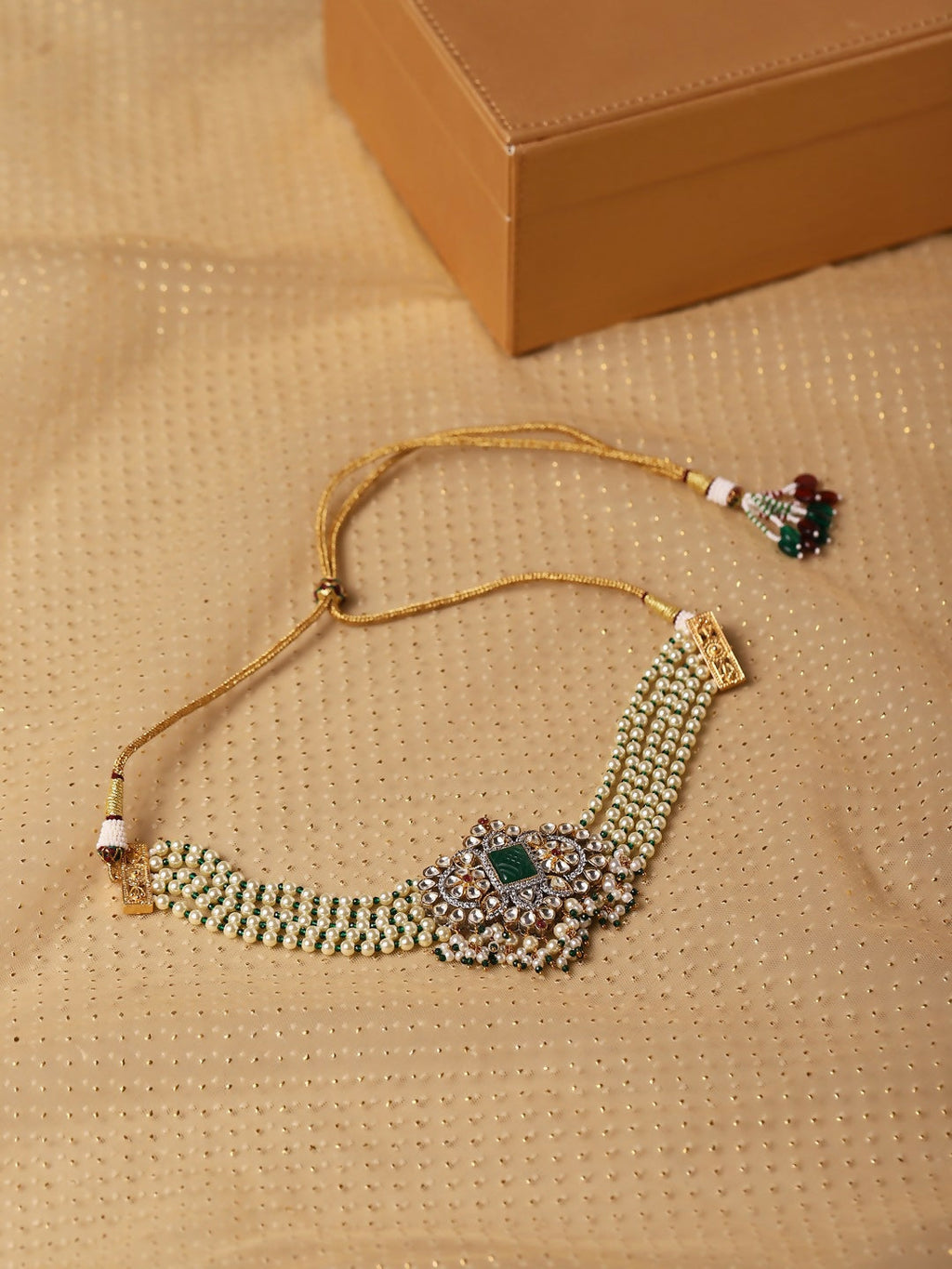 Green Stone Kundan Choker- Ruby Raang | Grocsy
