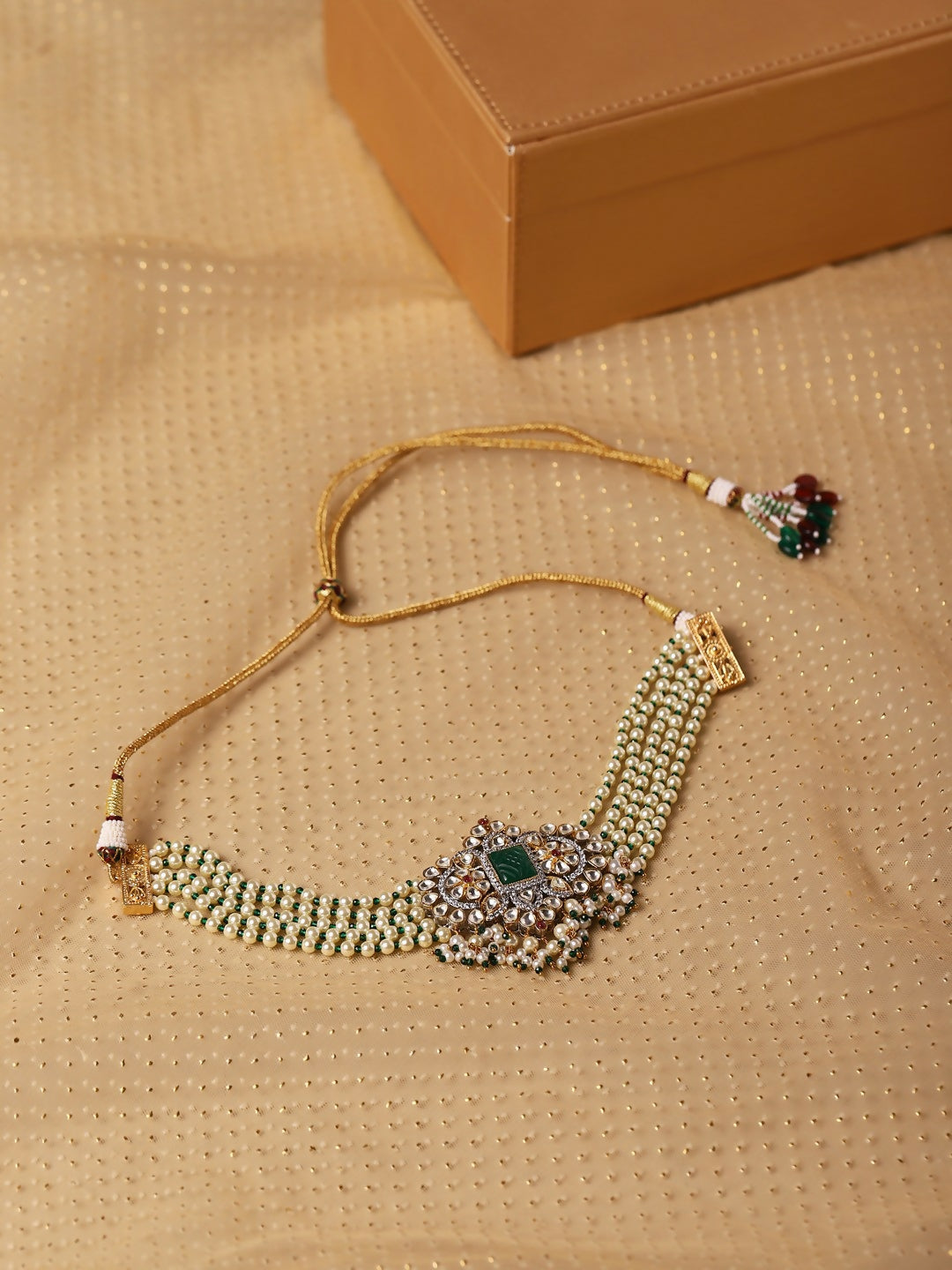 Green Stone Kundan Choker- Ruby Raang | Grocsy